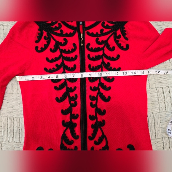 boston proper long sleeve red suede appliqué blouse Size Xs Made In Hong… - Picture 5 of 7
